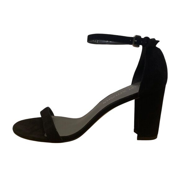 Stuart Weitzman Women’s Black Suede Ankle Strap Block Heel Sandals Size 9.5M - Picture 4 of 11